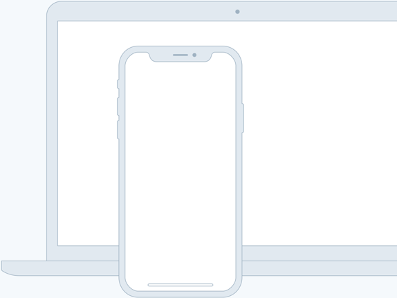 Illustration of a laptop with a smartphone in front of it